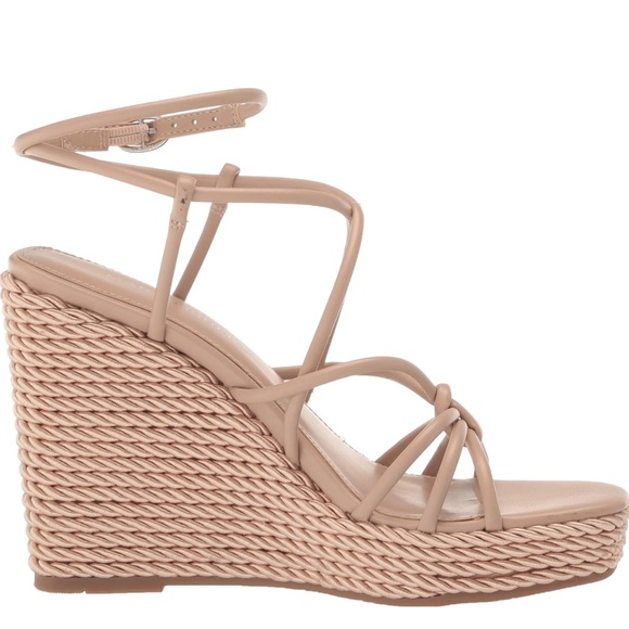 Marc Fisher Woman’s Tan espadrille Strapy Wedges Sz 7.5 wide. New - Picture 2 of 6